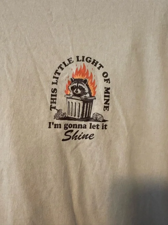 Iron Panda Fit Women's Cream Racoon Short Sleeve Graphic Tee - Picture 2 of 4